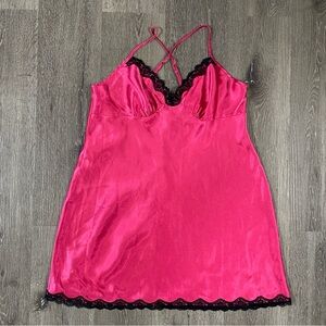APT. 9 Intimates Hot Pink and Black Lace Slip Dress Women Size XL Above The Knee